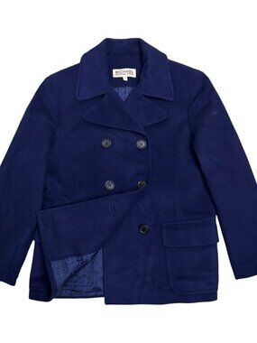 Michael Kors Wool Pea Coat Blue Business Casual Trench Jacket Womens 8